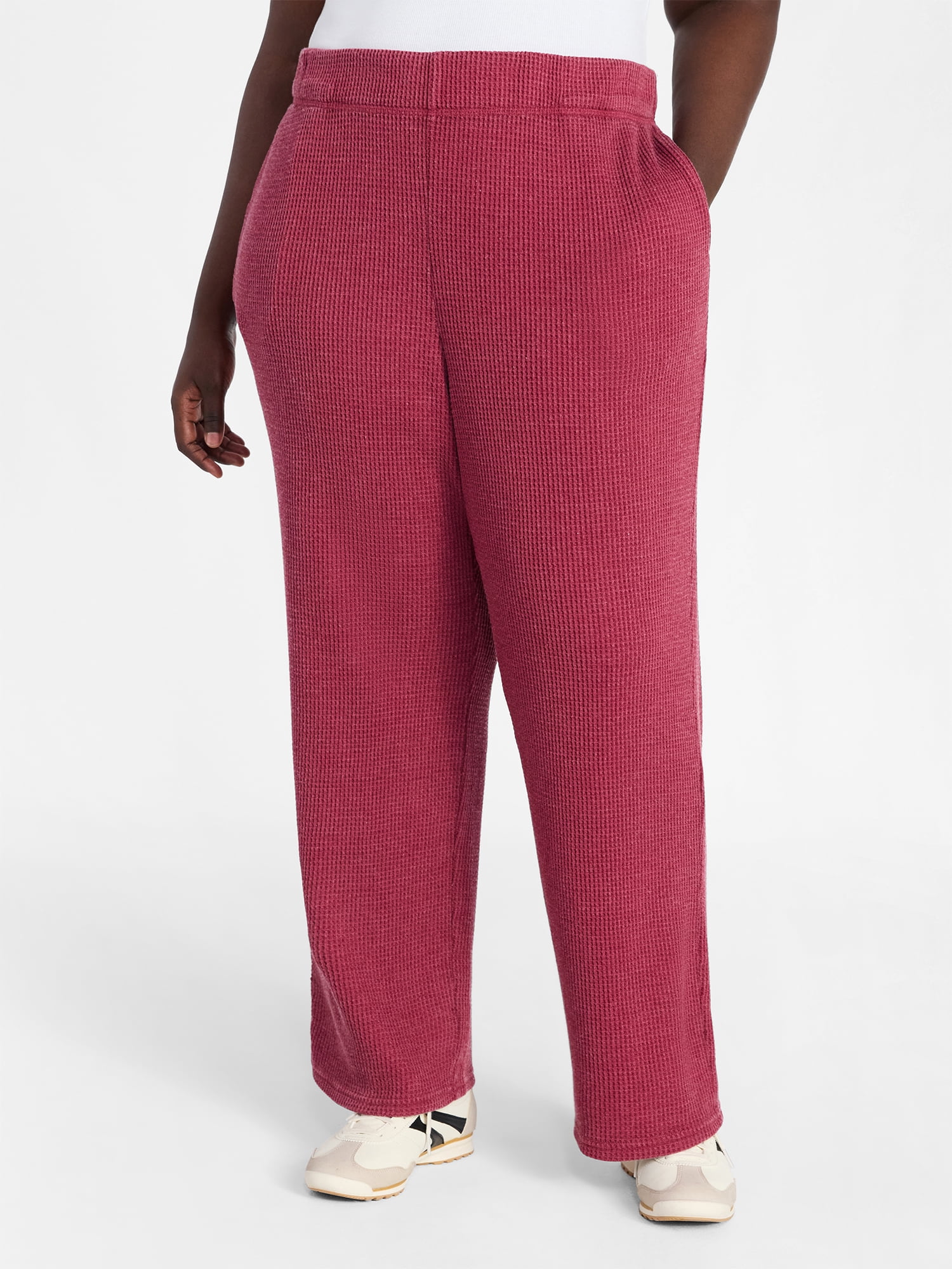 Terra & Sky Women's Plus Waffle Knit Pants, Sizes 0X-4X