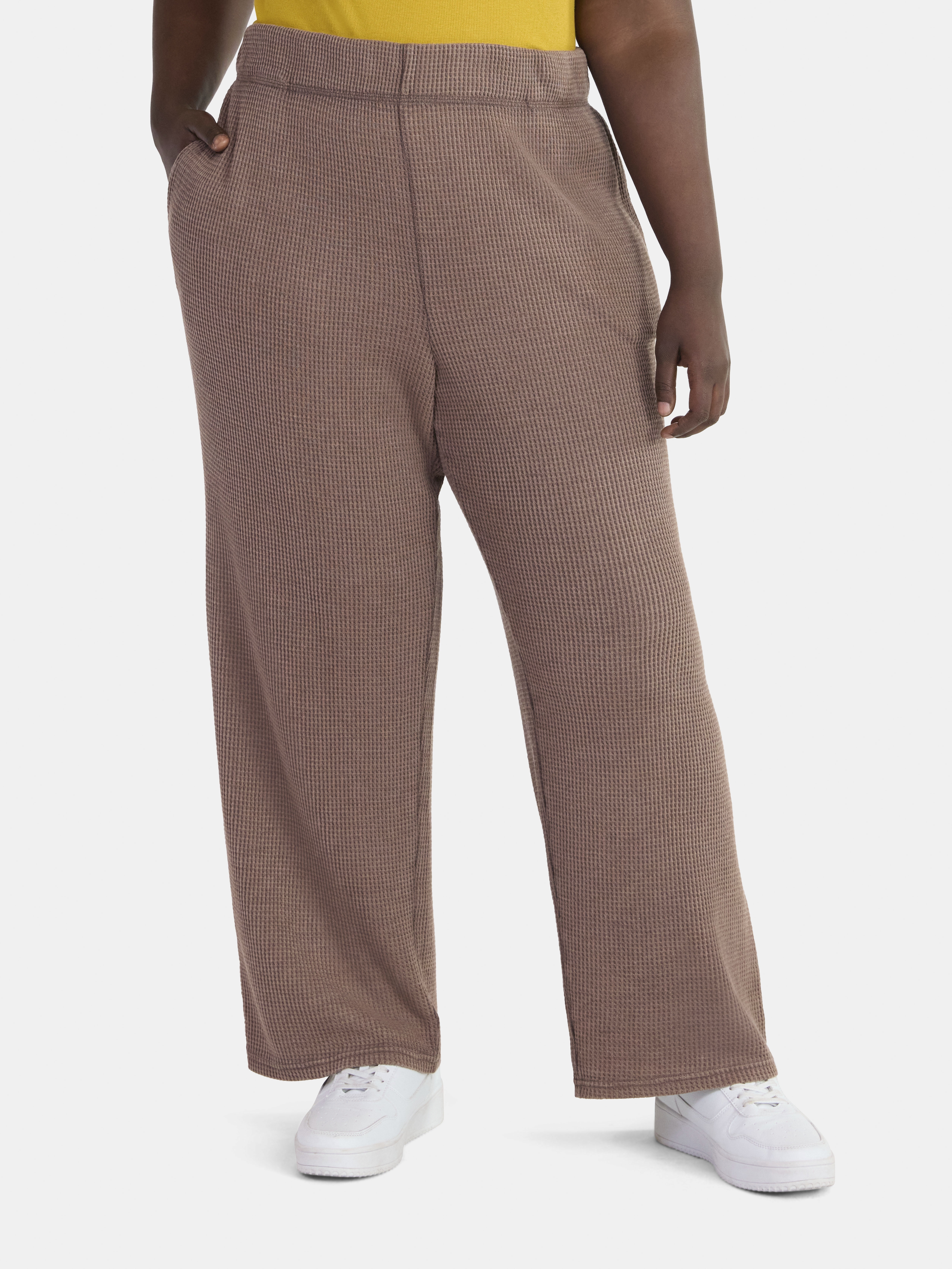 Terra & Sky Women's Plus Size Waffle Knit Pants, Sizes 0X-5X