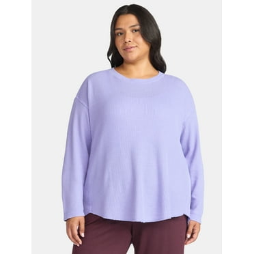 Terra & Sky Women's Plus Size Waffle Tunic with Long Sleeves, Sizes 0X-5X