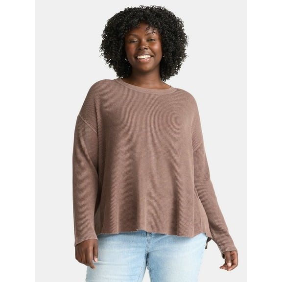 Terra & Sky Women’s Plus Waffle Knit Tunic Top, Sizes 0X-5X