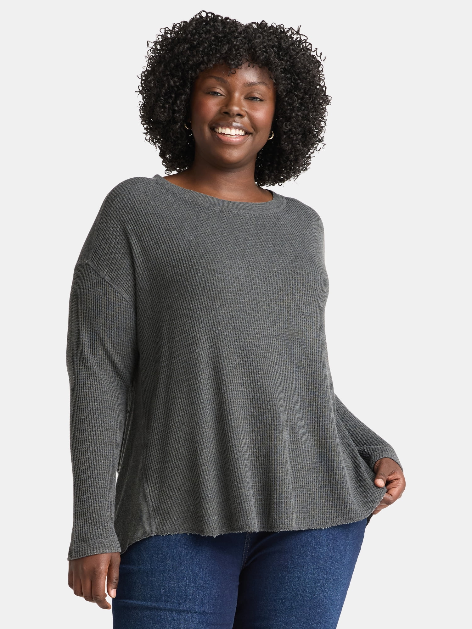 Terra & Sky Women's Plus Waffle Knit Tunic Top, Sizes 0X-5X