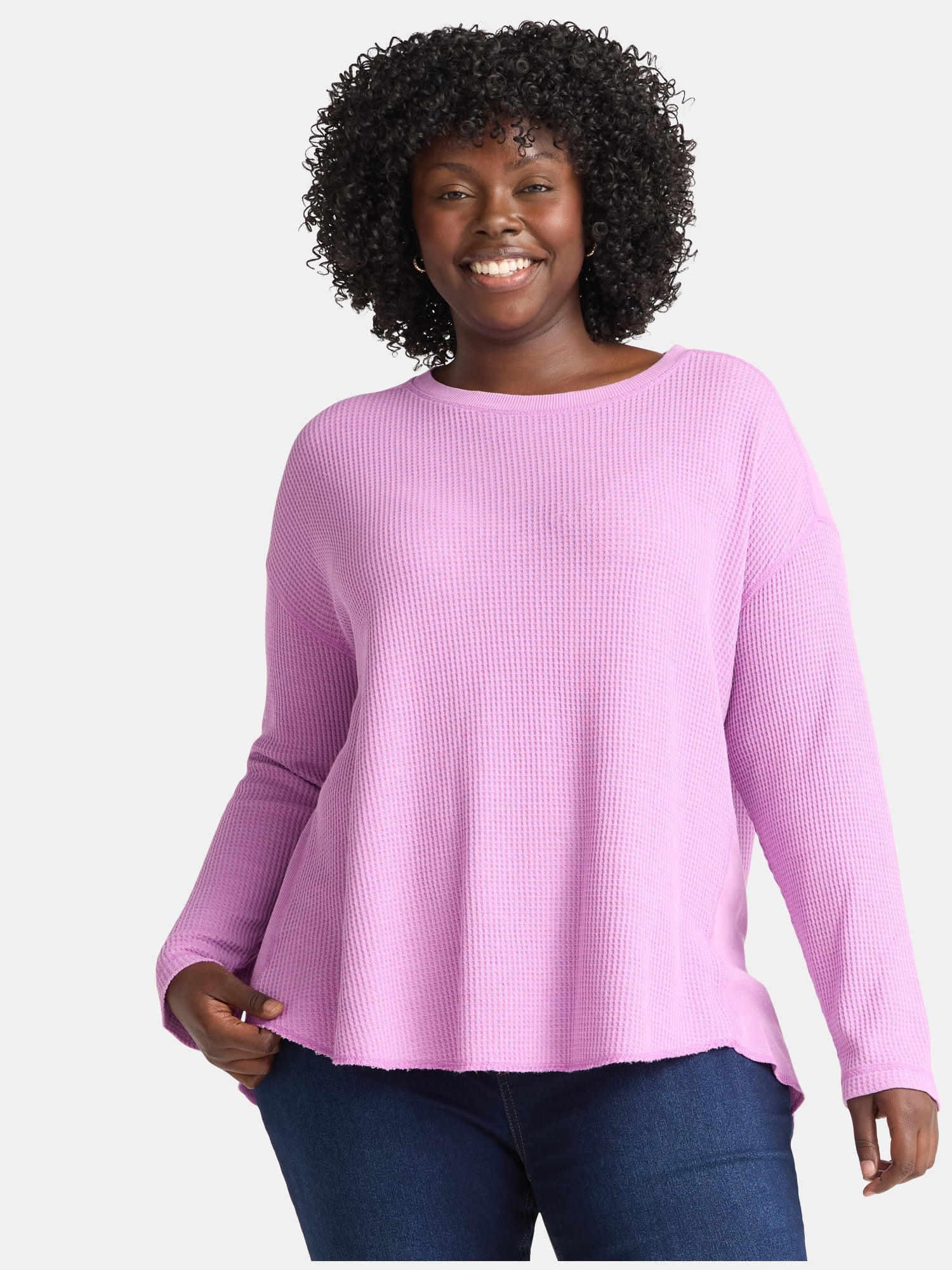 Terra & Sky Women’s Plus Waffle Knit Tunic Top, Sizes 0X-5X