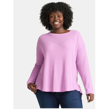 Terra & Sky Women’s Plus Waffle Knit Tunic Top, Sizes 0X-5X