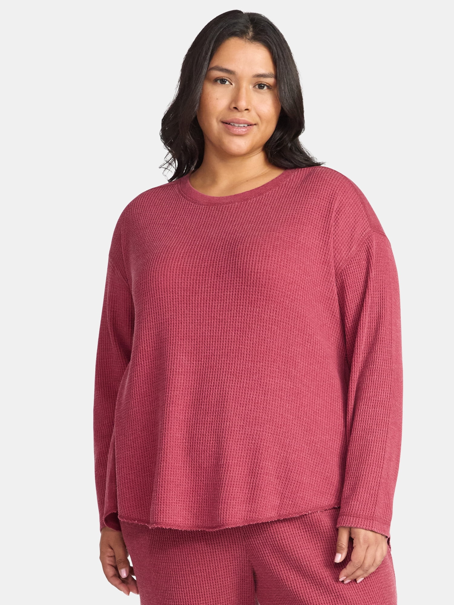 Terra & Sky Women’s Plus Waffle Knit Tunic Top, Sizes 0X-4X