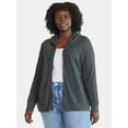thumbnail image 1 of Terra & Sky Women's Plus Waffle Texture Zip Front Hoodie, Sizes 0X-4X, 1 of 5