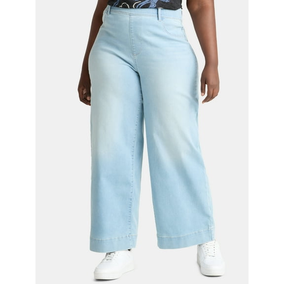 Women's Plus High Rise Wide Leg Skater Cargo Jeans main image 0
