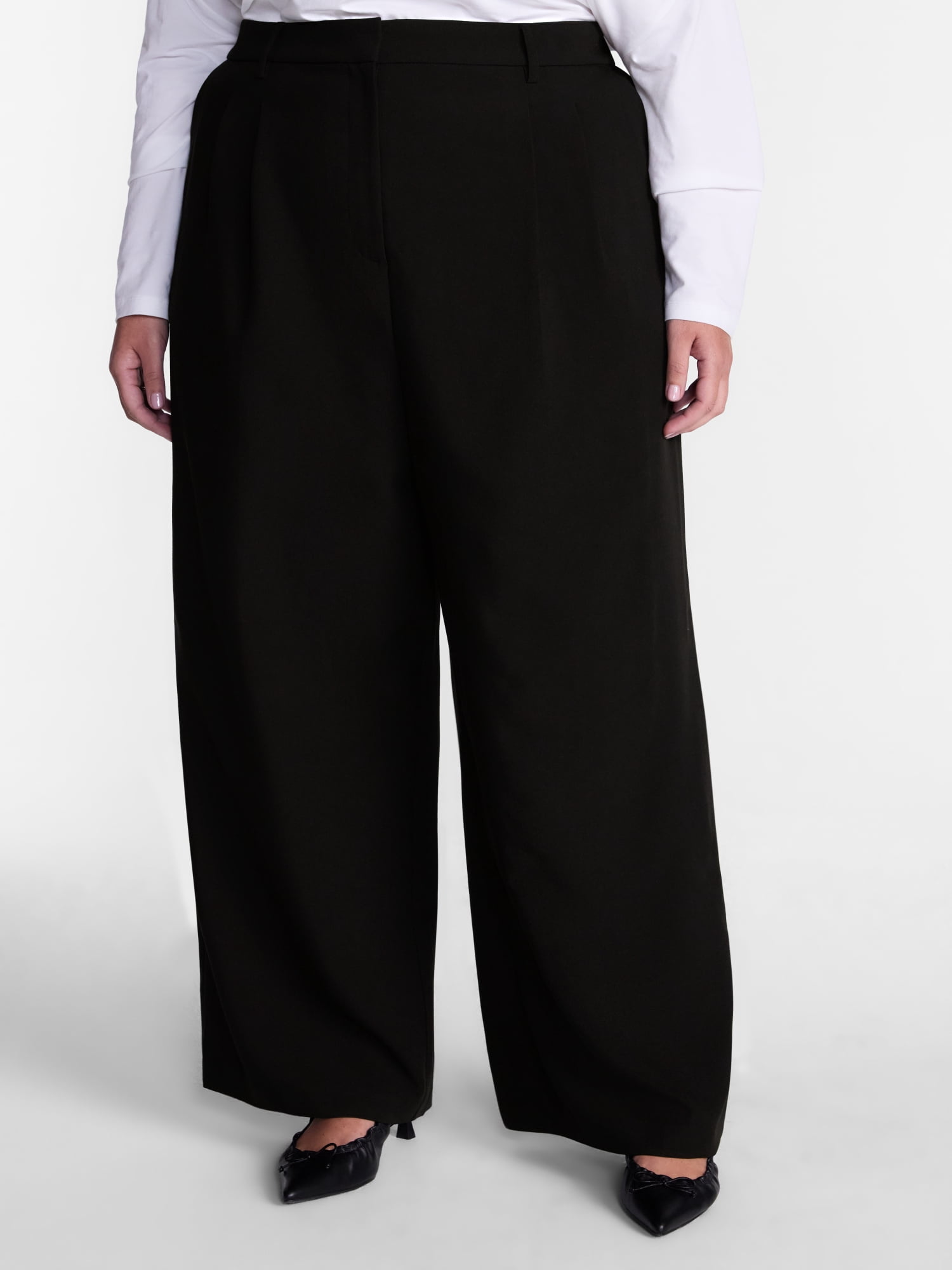 Terra & Sky Women's Plus Wide Leg Pleated Pants, Sizes 0X-5X