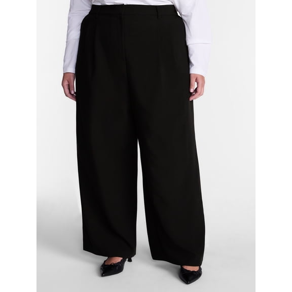 Terra & Sky Women's Plus Wide Leg Pleated Pants, Sizes 0X-5X