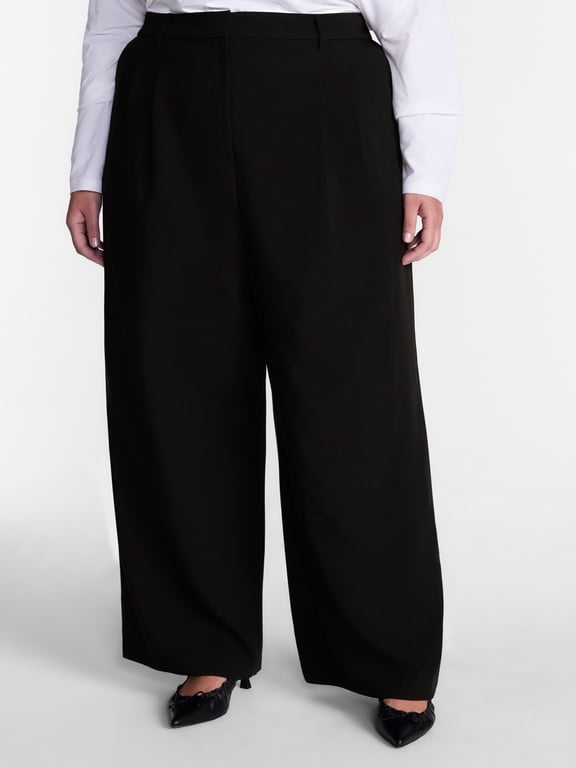 Women's Plus Wide Leg Pleated Pants, Sizes 0X-5X