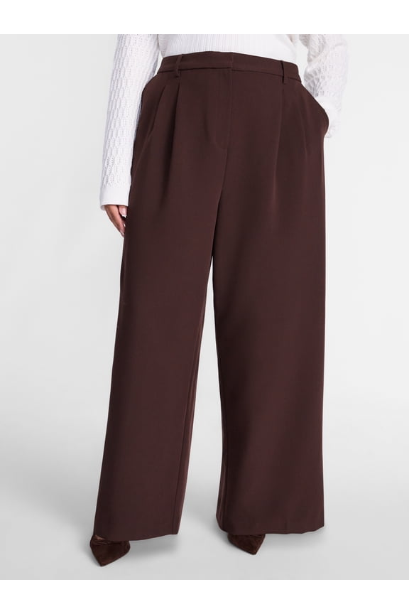 Women's Plus Wide Leg Pleated Pants, Sizes 0X-5X