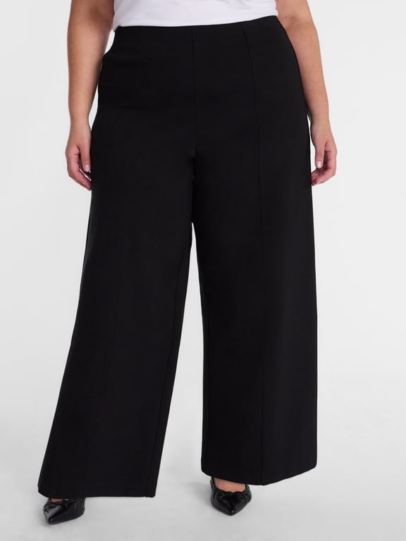 Women's Plus Wide Leg Ankle Length Ponte Knit Pants, Sizes 0X - 5X