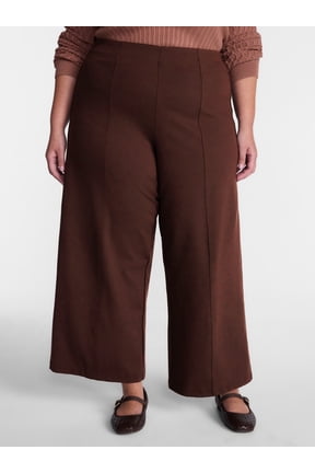 Women's Plus Wide Leg Ankle Length Ponte Knit Pants, Sizes 0X - 5X