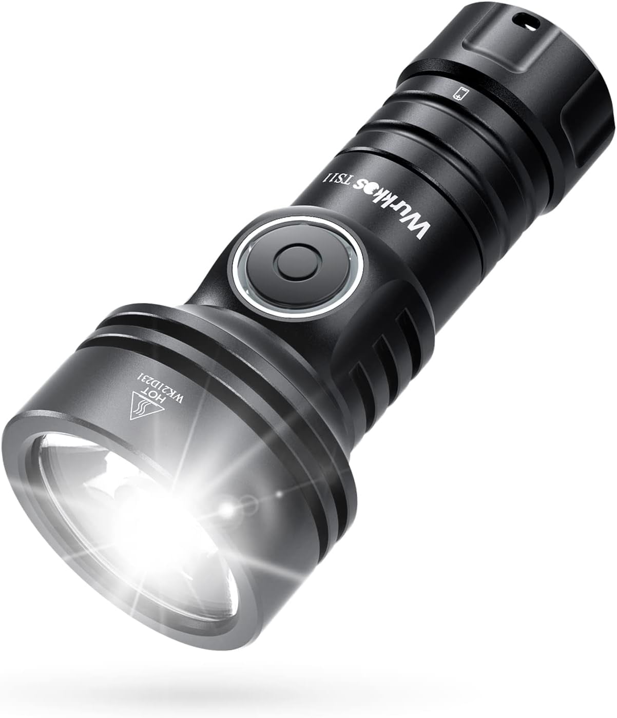 Black Polished Aluminum Rechargeable LED Flashlight with 2000 Lumens