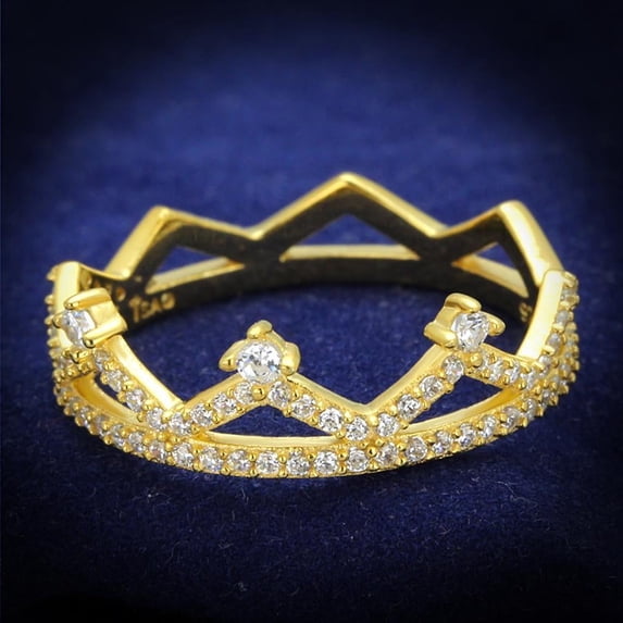 TS404 - Gold 925 Sterling Silver Ring with AAA Grade CZ in Clear