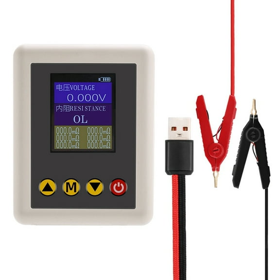 TS4520 AC 4-Wire Voltage Resistance Tester 1.77inch TFT Display Battery Resistance Tester with Type A USB to Kelvin Clip