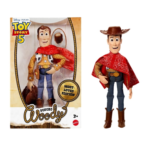 Disney and Pixar Toy Story 5 Poncho Woody Ragdoll 12-inch Figure, Most-Loved Edition