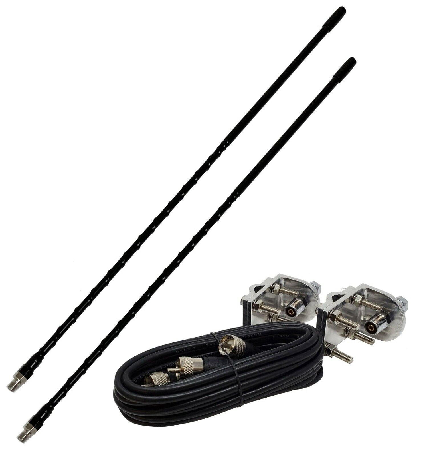 TS822-2B Dual CB Antenna Kit with 2ft Antennas, Mounts and Cable ...