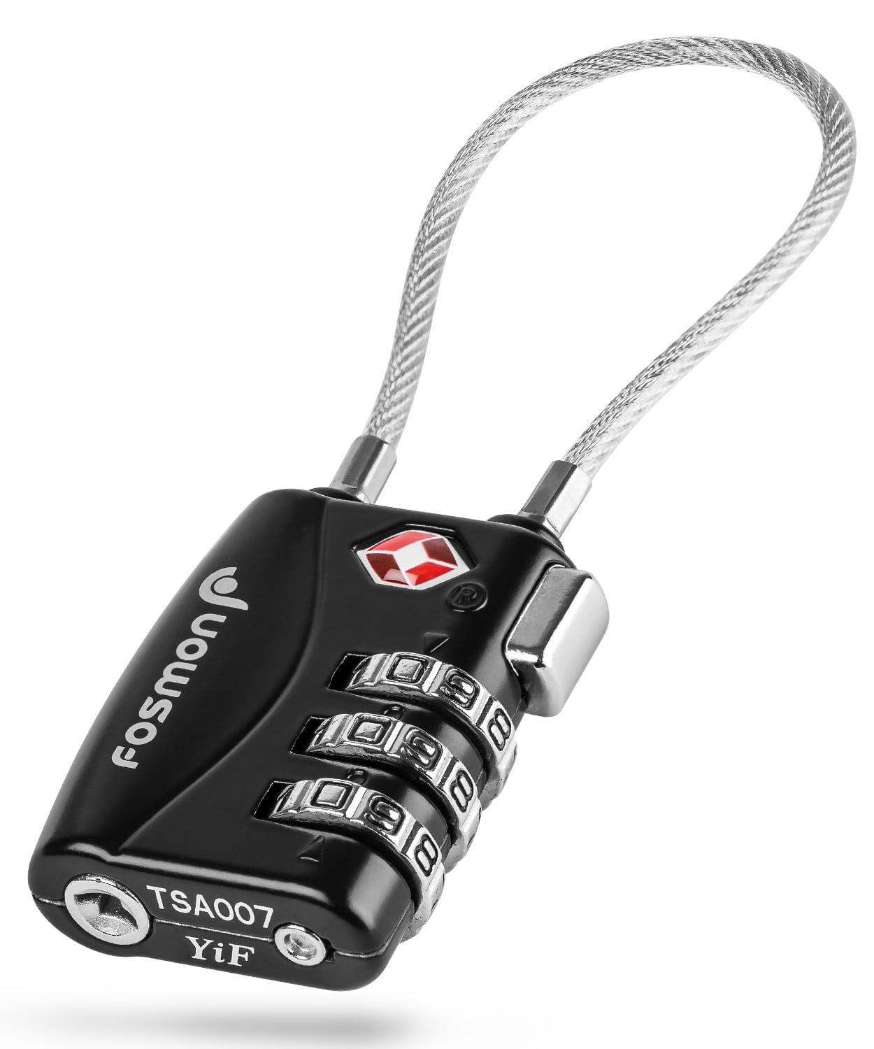 TSA Accepted Cable Luggage Locks, Fosmon (1 Pack) 3 Digit Combination