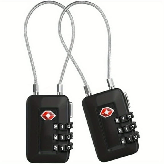 TSA Set-Your-Own Combination Luggage Lock, Black, 2pcs