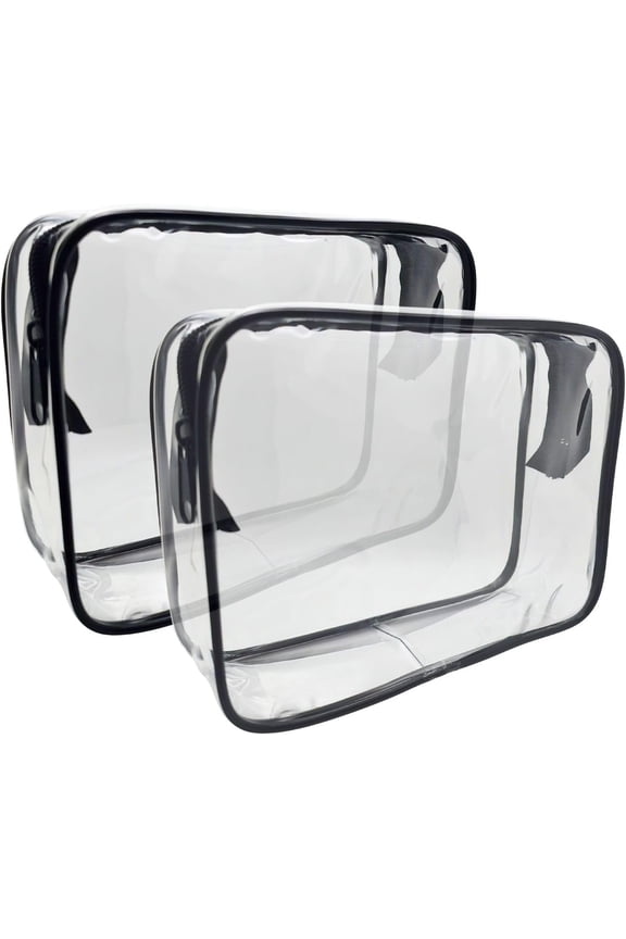 TSA Approved Clear Toiletry Bag 2-Pack, Quart Size Travel & Makeup Bags, Carry-On Airport Compliant
