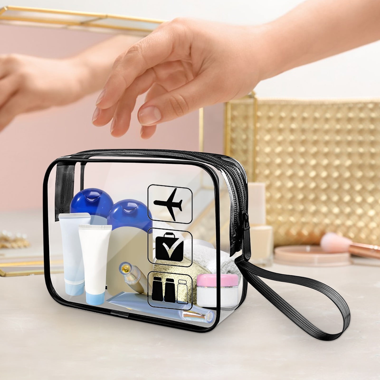 air travel toiletry bag Makeup Set for Men and Women Essentials – Tripped Travel Gear school Dopp kits 2pcs Lermende Clear Toiletry Bag