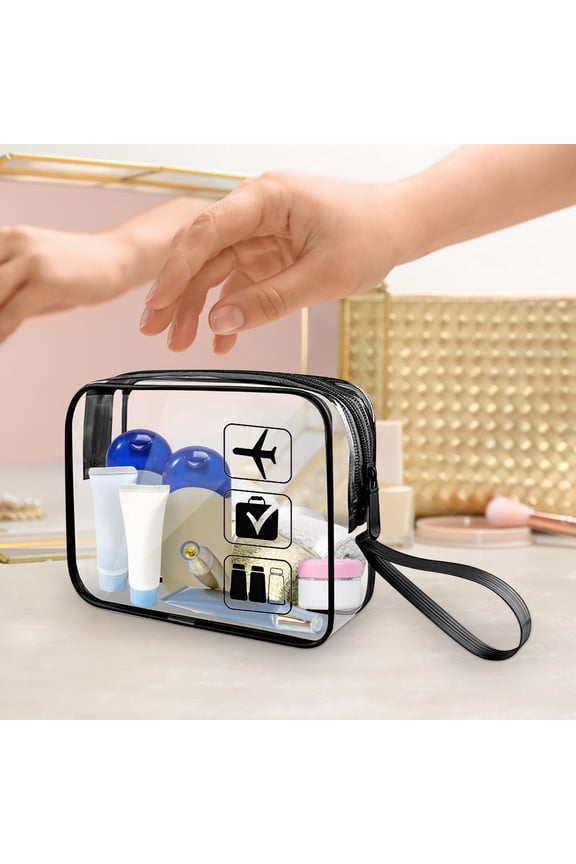 TSA Approved Clear Toiletry Bag for Women & Men, Travel Liquids Bag with Secure Zipper, 7.7x5.9x2.5 Inch Transparent PVC Makeup Organizer, Leakproof Airline Compliant 3-1-1 Cosmetic Bag