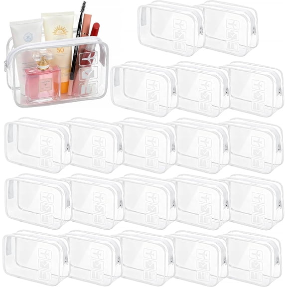TSA Approved Clear Travel Toiletry Bag, Makeup Bag for Women Men 20 Packs (White)