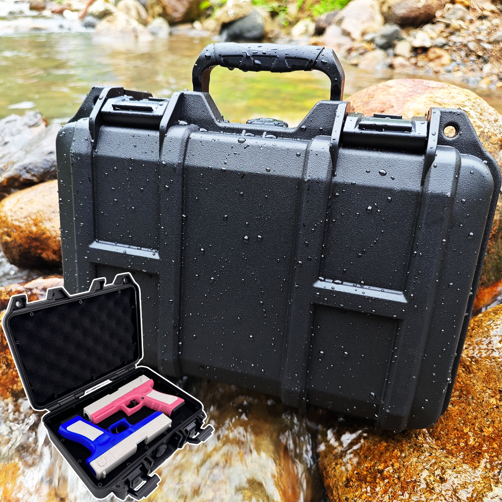 Gun Case Kinghardcase 9mm Lockable, TSA Approved Firearm Travel Case With 1 TSA Lock, Pistol Case Hard Shell, Gun Safe For Handgun, Pistol, Revolver - Shockproof Gun Storage 10.3 X 8.8 Hard Rifle Case