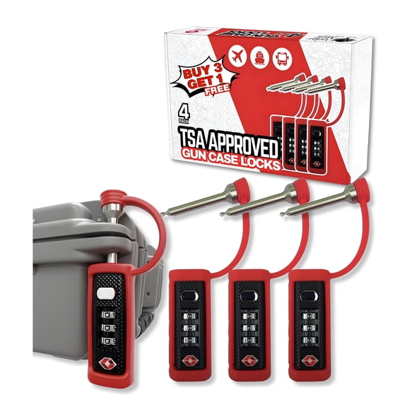 TSA Approved Gun Case Locks 4-Pack, Monoshaft 3-Digit Combination Padlocks for Pelican, Rifle, Shotgun & Pistol Cases