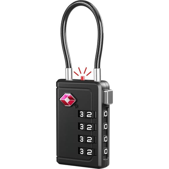 TSA Approved Luggage Lock | Inspection , 4-Digit Combination, Durable Zinc Alloy | for Suitcases, Backpacks, Travel Bags | Black, 1-Pack