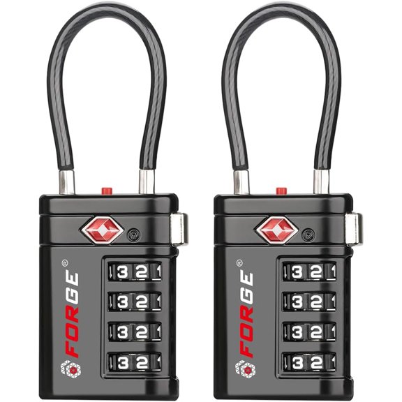 TSA Approved Luggage Locks 4 Digit Combination TSA Travel Locks with TSA008, Open Alert Indicator, Zinc Alloy Body for Luggage, Suitcase, Backpack, and More. Black 2 Locks.