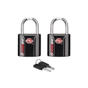 TSA Approved Luggage Locks, Ultra-Secure Dimple Key Travel Locks with Zinc Alloy Body, Black 2 Pack