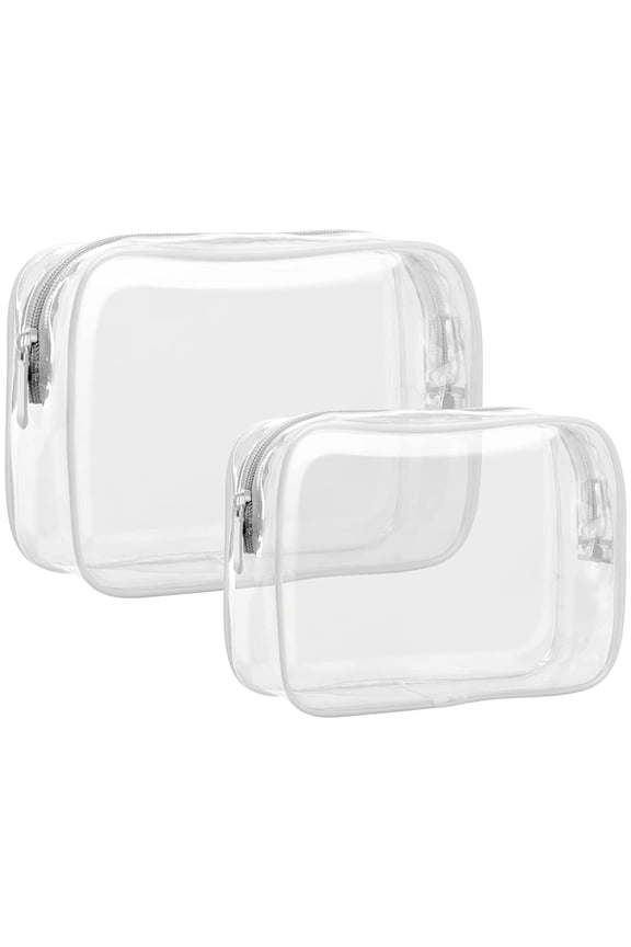 TSA Approved Toiletry Bag - 2 Pack Clear Travel Bags for Toiletries, Clear Makeup Bags Clear Toiletry bags Quart Size Travel Bag, Carry on Airport Airline Compliant Bag, White