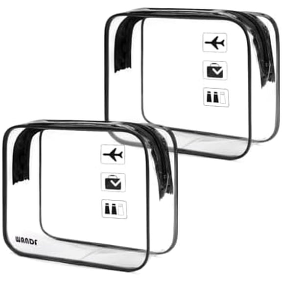 TSA Approved Toiletry Bag, 2 Packs Travel Clear Toiletry Bag, Quart Size   Pouch with Zipper, Carry- Airport Compliant Bag for Women and Men (2 pcs, Black)