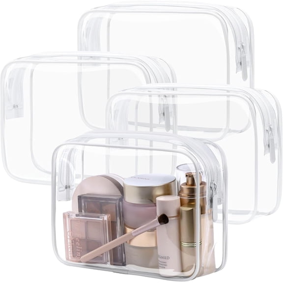 TSA Approved Toiletry Bag 4 Medium - Quart Size Clear Makeup Bag for Carry , Airport  Compliant Clear Travel bag for Toiletries with Reinforced Seams, White