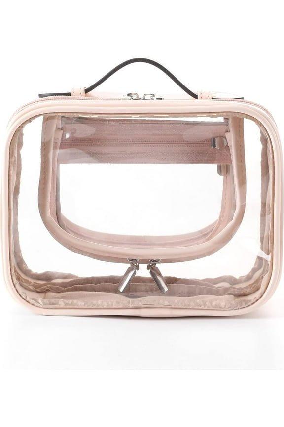 TSA Approved Toiletry Bag, Clear Travel Bag for Liquids Toiletries, Makeup Cosmetic Bag Organizer, Carry on Travel Accessories Essentials, Pink