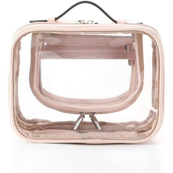 TSA Approved Toiletry Bag, Clear Travel Bag for Liquids Toiletries, Makeup Cosmetic Bag Organizer, Carry on Travel Accessories Essentials, Pink