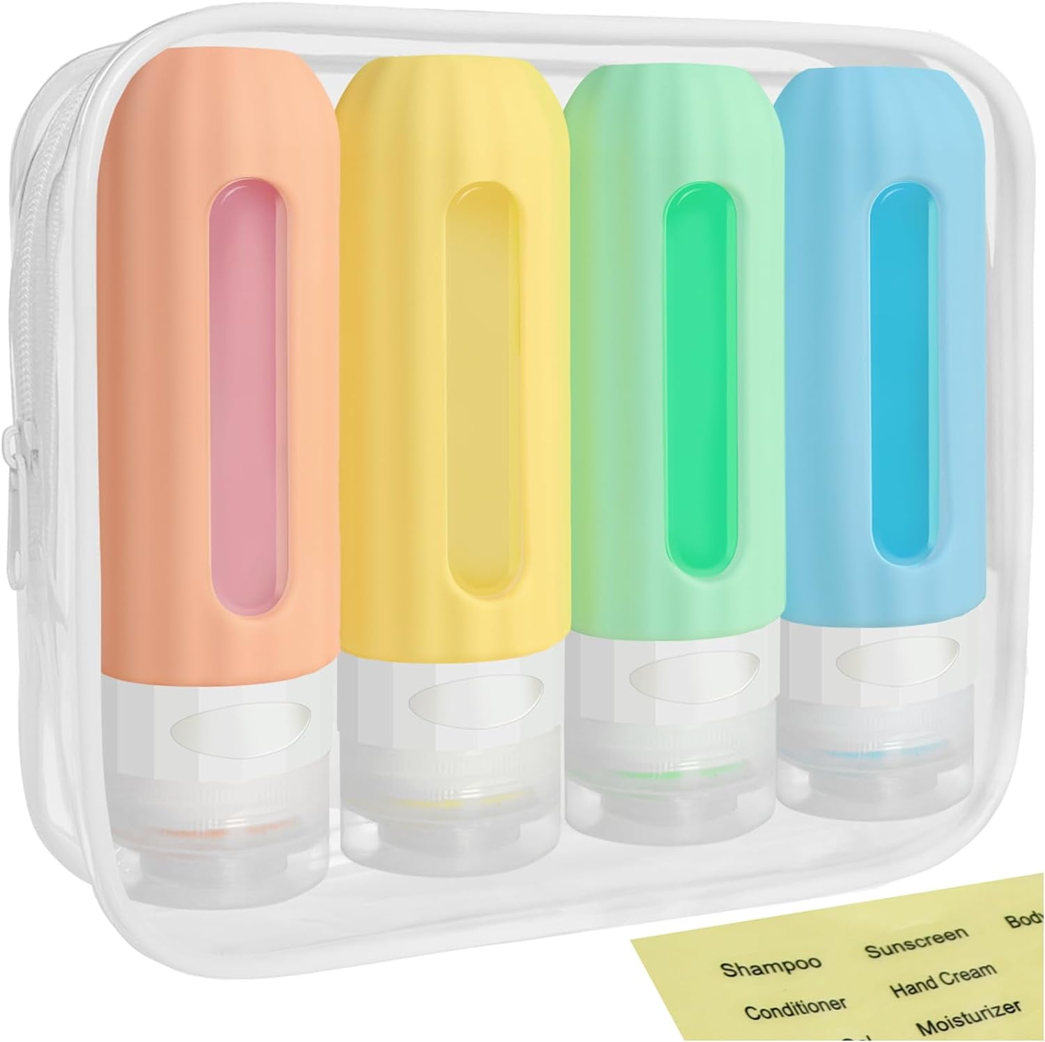 TSA Approved Travel Bottles for Toiletries Leak Proof, BPA Free, 3oz Transparent Window Design