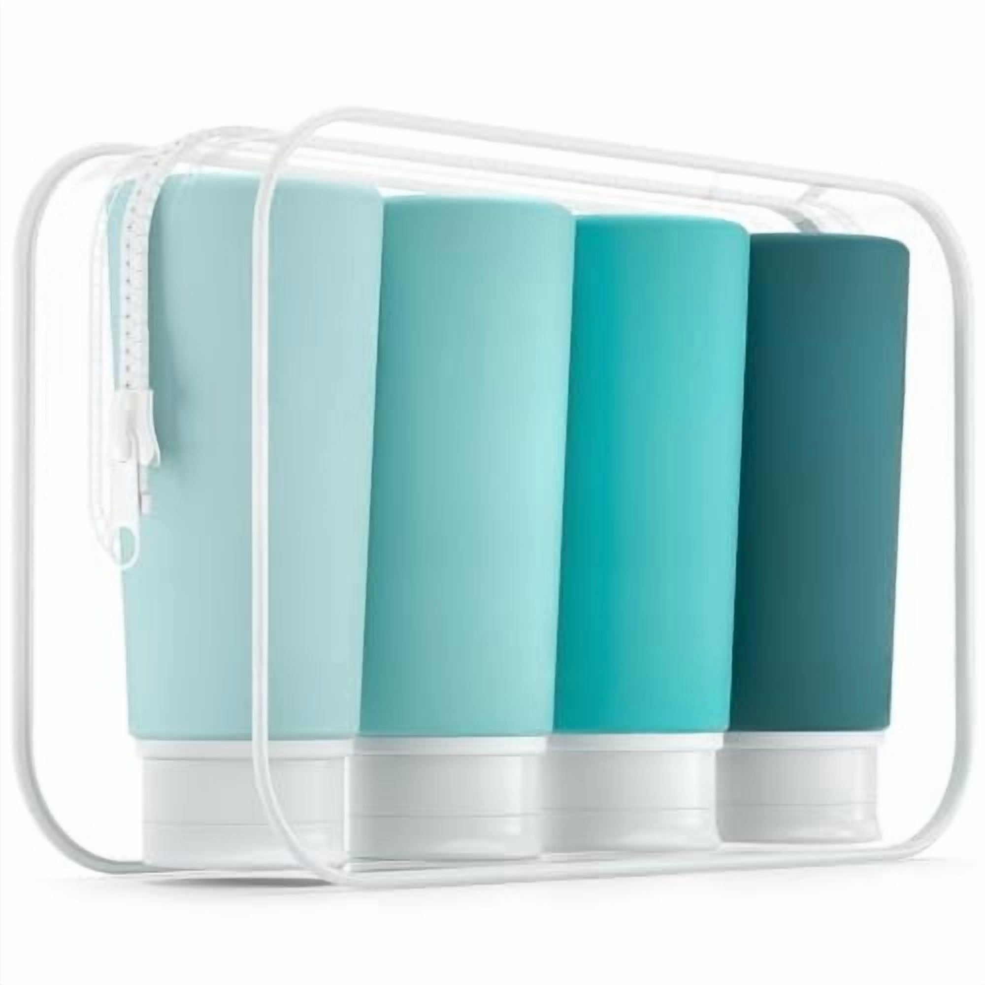 TSA Approved Travel Bottles for Toiletries, 3.4oz Portable Leak Proof Tubes, BPA Free Refillable Accessories With Clear Toiletry Bag, Green