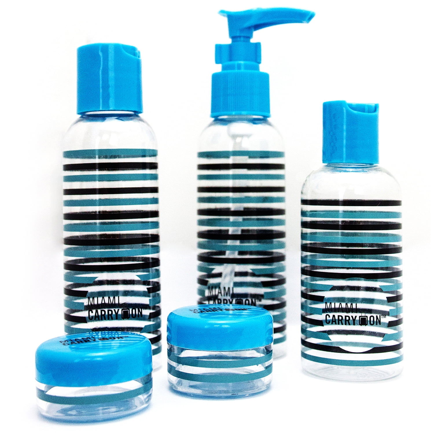 TSA Approved Travel Set for Liquids Includes 3 x Bottles, 2 x Jars
