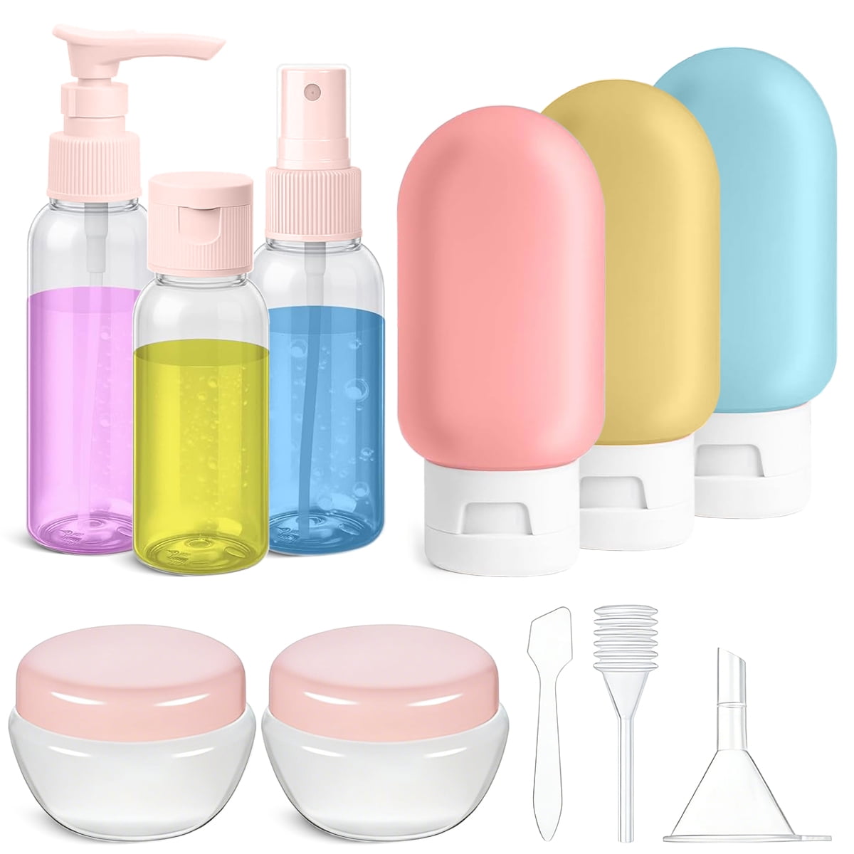 Niteris Travel Bottles for Toiletries, 11 pack Portable Travel Size Containers, Refillable Travel Accessories for Shampoo Lotion Liquids