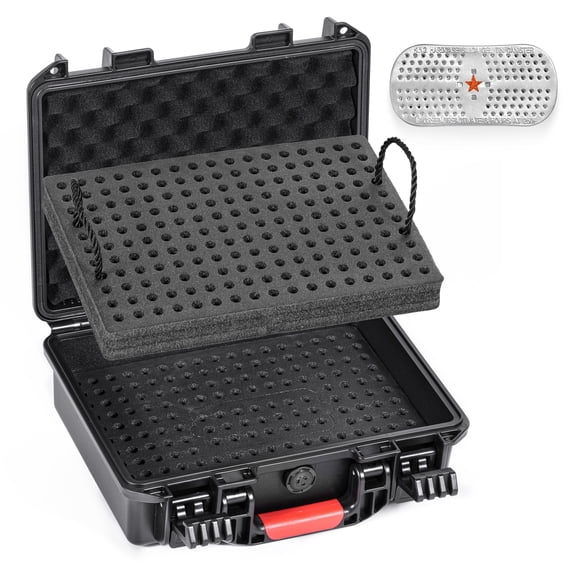 KINGHARDCASE 9mm Ammo Box Waterproof for 9x19mm/9mm Luger/380ACP/38 S&W, Lockable, Magnetic Closure