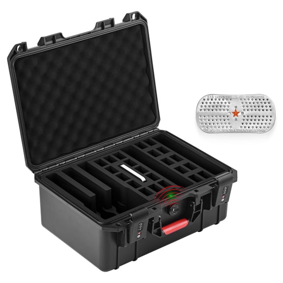 TSA Gun Cases for Handguns with Burglar Alarm Security, Holds Multiple 5 Pistol Case with 22 Mags, Pre-cut Heavy Duty Waterproof Gun Case, TSA Approved Firearm Travel Case