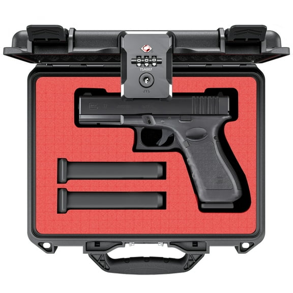 TSA Approved Lockable Handgun Case for 9mm Pistol, Waterproof & Shockproof, 10.68.84 inches