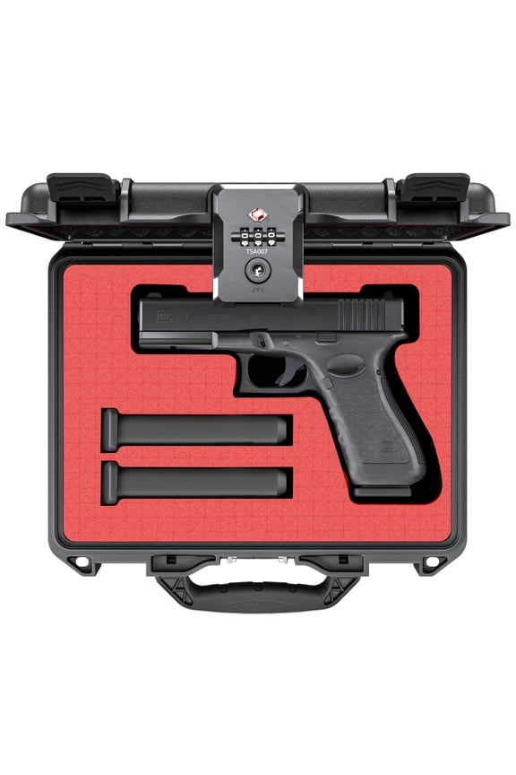 TSA Approved Lockable Handgun Case for 9mm Pistol, Waterproof & Shockproof, 10.68.84 inches
