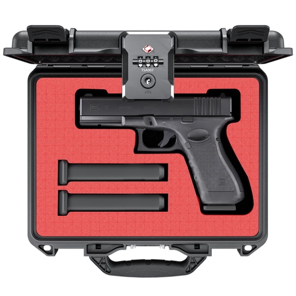 Kinghardcase TSA Approved Lockable Handgun Case for 9mm Pistol, Waterproof & Shockproof, 10.68.84 inches