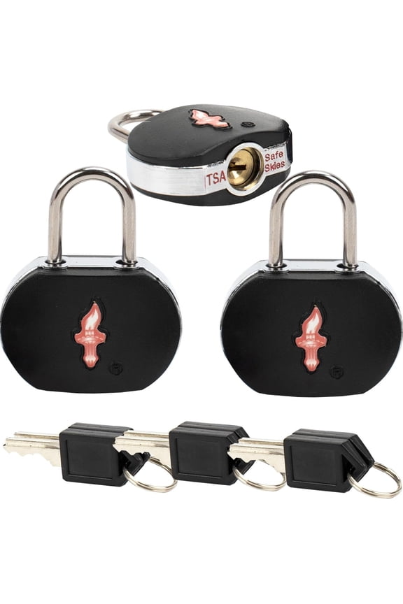 TSA Keyed Luggage Locks (3-Pack) - Suitcase Lock TSA Approved for Suitcases, Backpacks, Gym Lockers & School Bags | Compact & Durable ABS w/Electroplated Rings