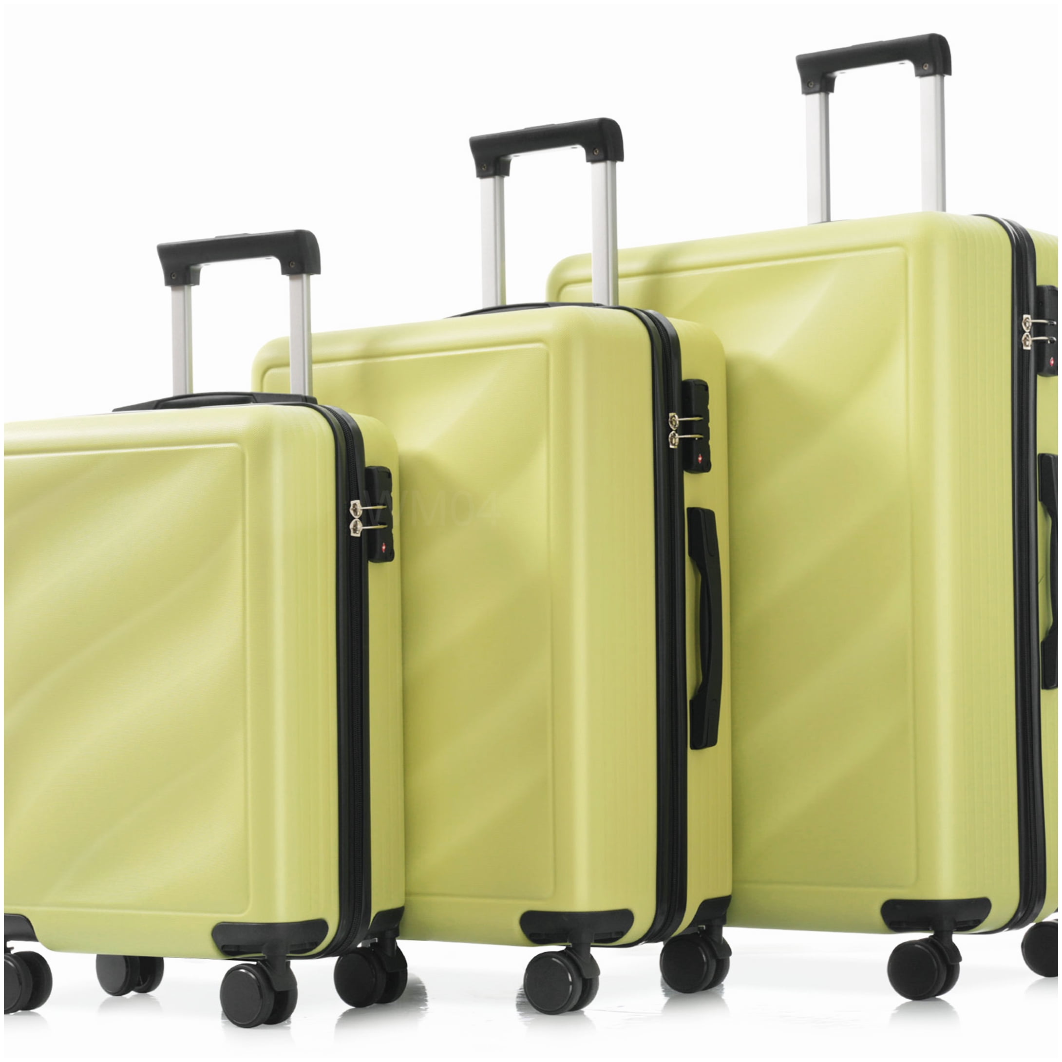 TSA Lock 3-Piece Hardside Spinner Luggage Set, Lightweight Tea Green ABS Suitcases for Men and Women