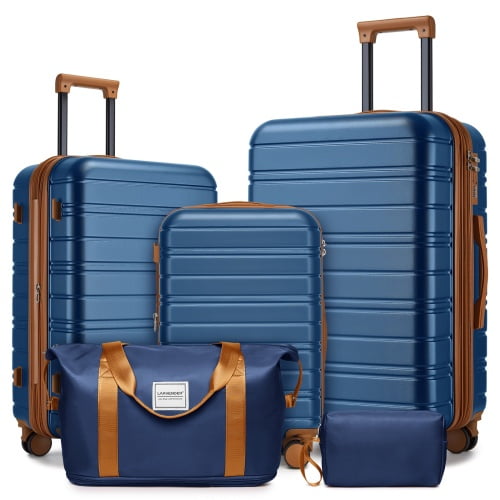TSA Lock 5 Piece Luggage Set, Impact-Resistant Hardshell Suitcases with Spinner Wheels, Expandable Design for Long-Lasting Use