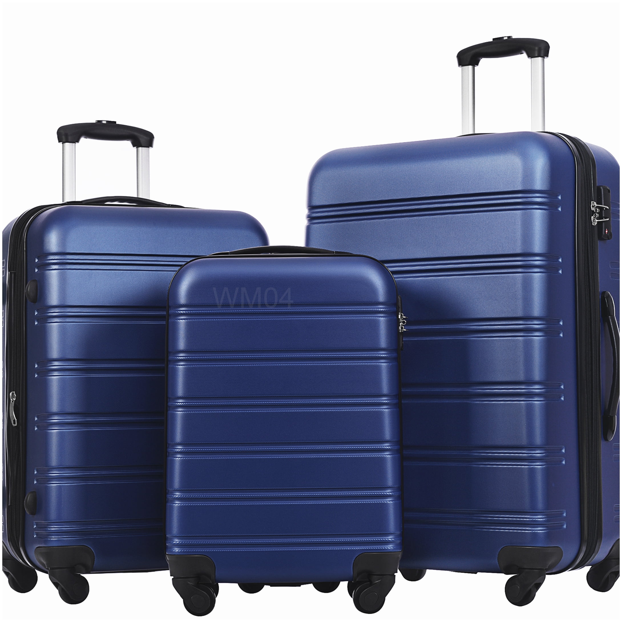 TSA Lock Hardside Spinner Luggage Set of 3, Lightweight ABS Blue Carry-On & Checked Bags
